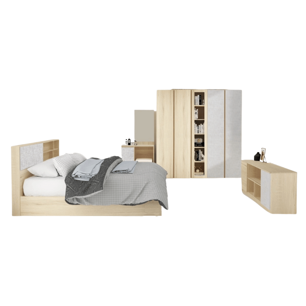 ชุดห้องนอน + ที่นอน PVC 6 ฟุต WISDOM DESIGN FURNITURE รุ่น ODINEY สีโคโค่นัท_6